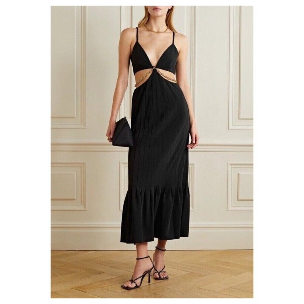 Jonathan Simkhai Ayla Black Chain Midi Dress Size 10